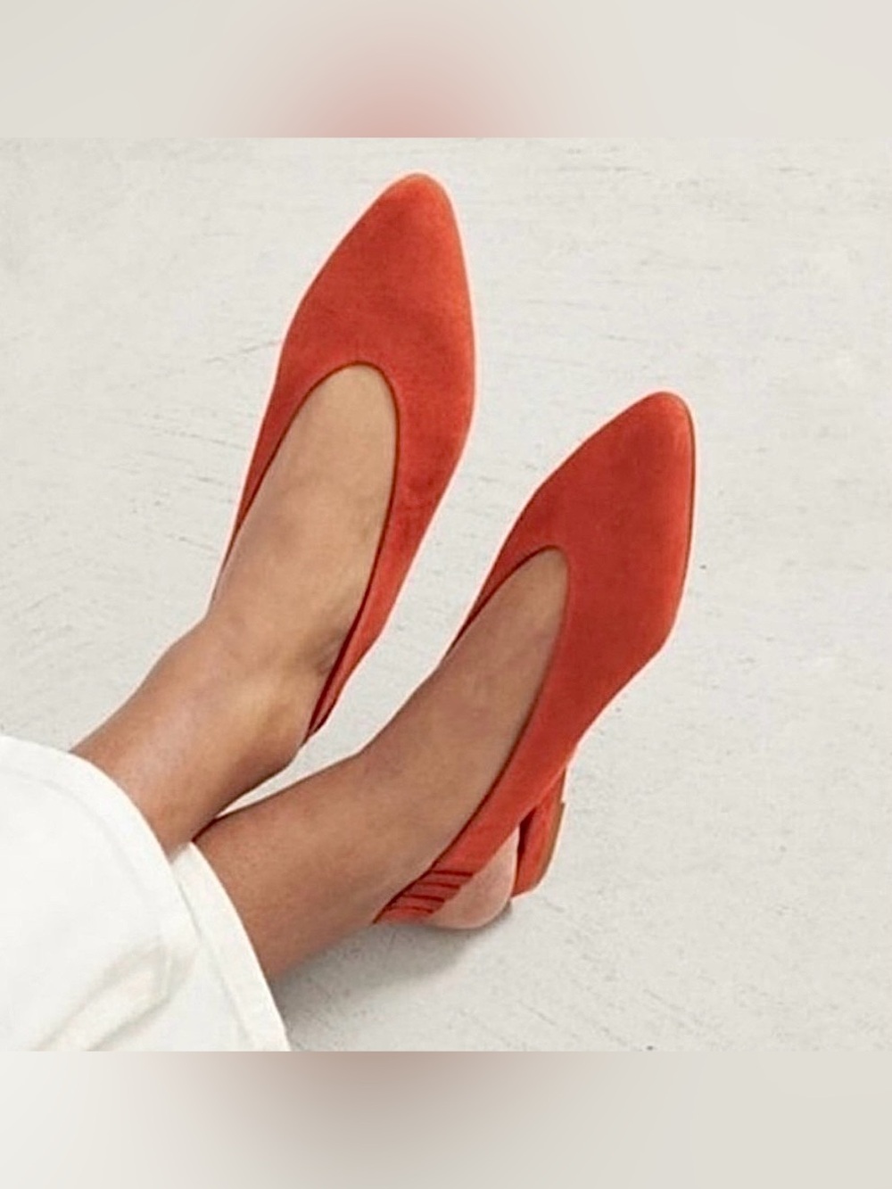 Everlane Suede V Slingbacks Orange 7